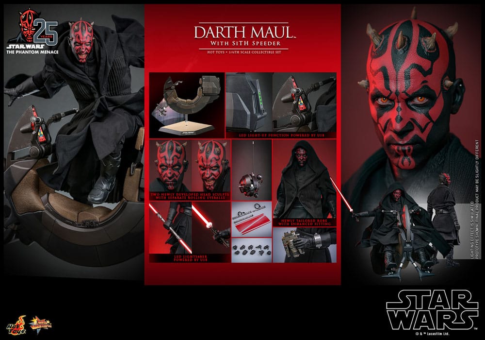 🔴PRE-ORDER Darth Maul with Sith Speeder 1/6 Star Wars Episode I Figura Movie Masterpiece
