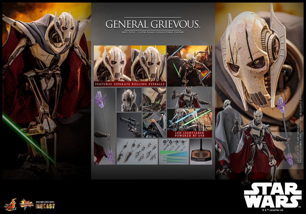 🔴PRE-ORDER General Grievous 1/6 Star Wars Figura Movie Masterpiece Diecast