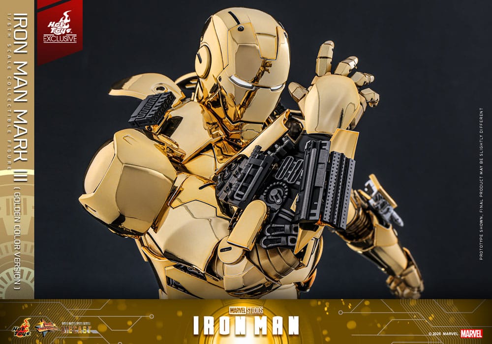 Iron Man Mark III (Gold Color Version) Hot Toys Exclusive 1/6 Iron Man Figura Movie Masterpiece Diecast