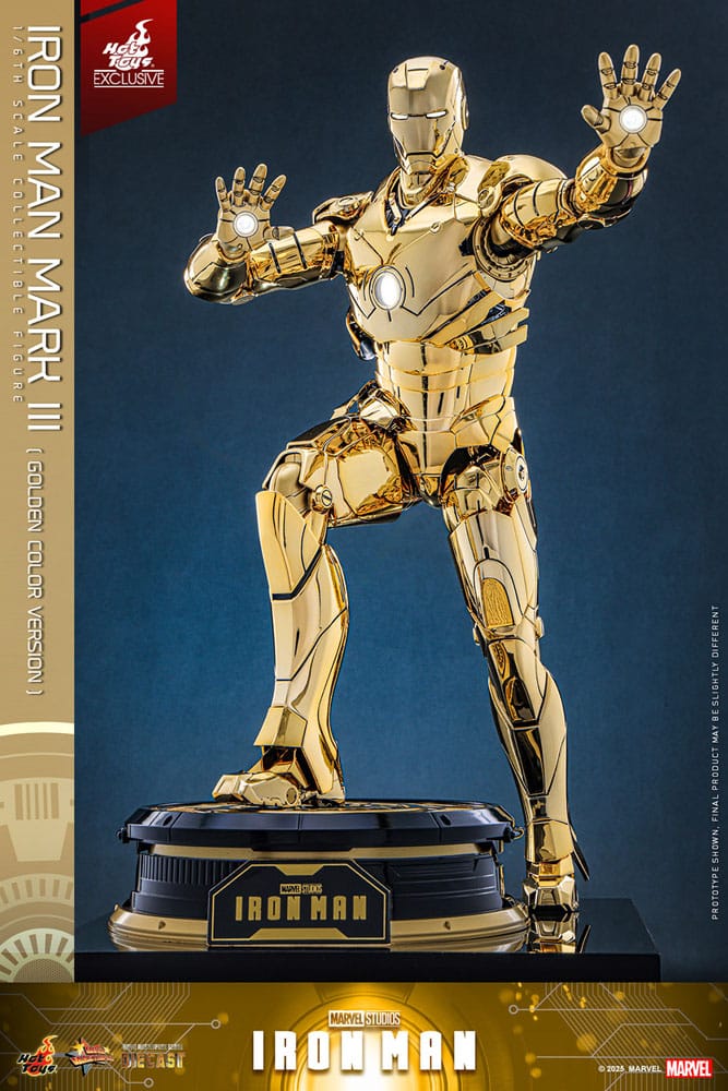 Iron Man Mark III (Gold Color Version) Hot Toys Exclusive 1/6 Iron Man Figura Movie Masterpiece Diecast