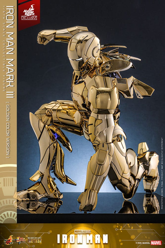 Iron Man Mark III (Gold Color Version) Hot Toys Exclusive 1/6 Iron Man Figura Movie Masterpiece Diecast