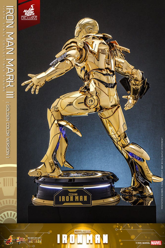 Iron Man Mark III (Gold Color Version) Hot Toys Exclusive 1/6 Iron Man Figura Movie Masterpiece Diecast