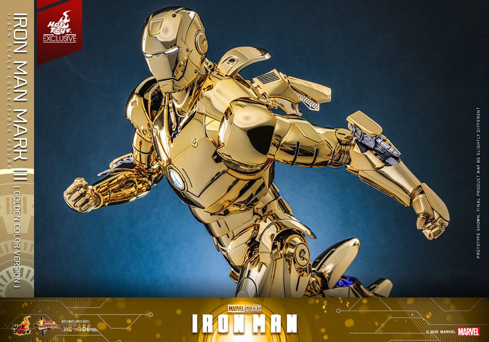 Iron Man Mark III (Gold Color Version) Hot Toys Exclusive 1/6 Iron Man Figura Movie Masterpiece Diecast