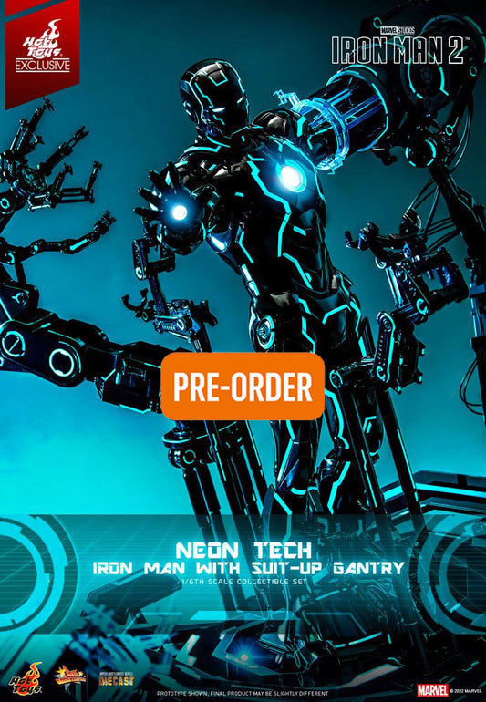 🔴PRE-ORDER Neon Tech Iron Man with Suit-Up Gantry 1/6 Iron Man 2 Figura