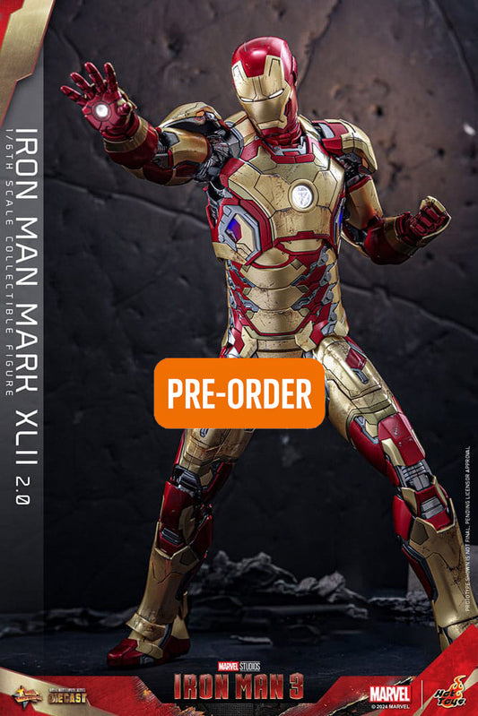 🔴PRE-ORDER Iron Man Mark XLII (2.0) 1/6 Iron Man 3 Figura Movie Masterpiece Diecast