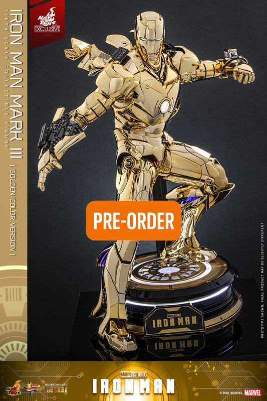 🔴PRE-ORDER Iron Man Mark III (Gold Color Version) Hot Toys Exclusive 1/6 Iron Man Figura Movie Masterpiece Diecast