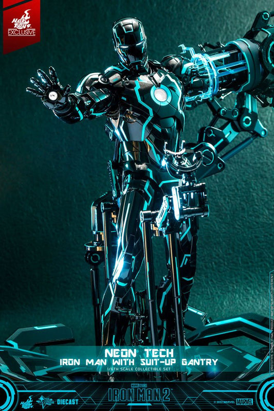 🔴PRE-ORDER Neon Tech Iron Man with Suit-Up Gantry 1/6 Iron Man 2 Figura
