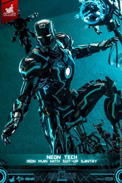 🔴PRE-ORDER Neon Tech Iron Man with Suit-Up Gantry 1/6 Iron Man 2 Figura
