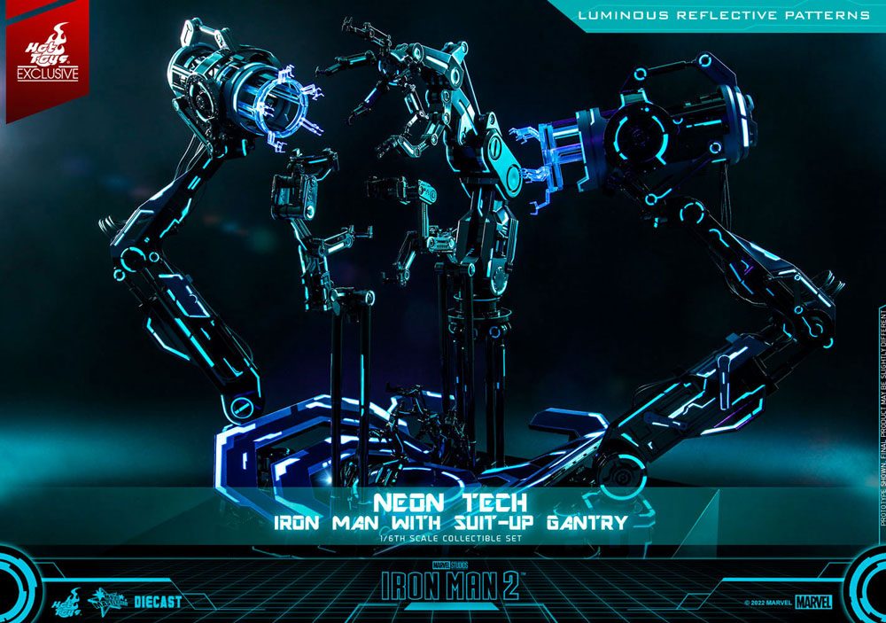 🔴PRE-ORDER Neon Tech Iron Man with Suit-Up Gantry 1/6 Iron Man 2 Figura