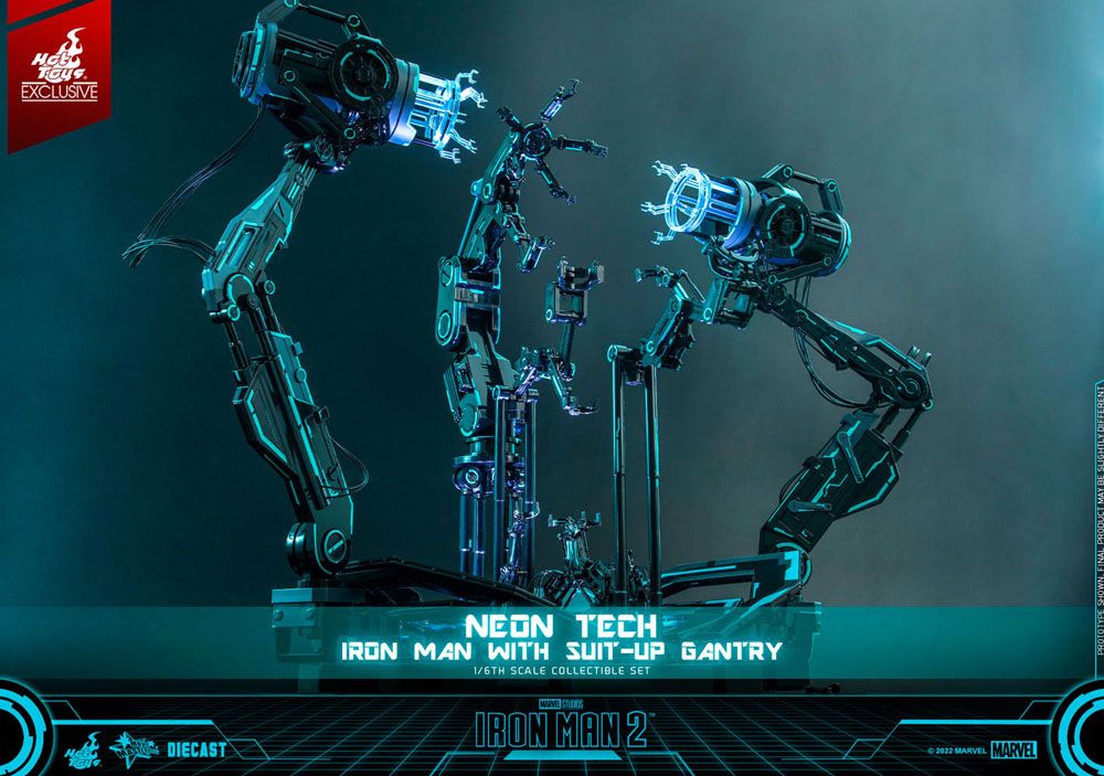 🔴PRE-ORDER Neon Tech Iron Man with Suit-Up Gantry 1/6 Iron Man 2 Figura