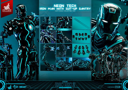 🔴PRE-ORDER Neon Tech Iron Man with Suit-Up Gantry 1/6 Iron Man 2 Figura