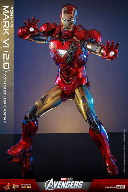 Iron Man Mark VI (2.0) with Suit-Up Gantry 1/6 Marvel Los Vengadores Figura Movie Masterpiece Diecast