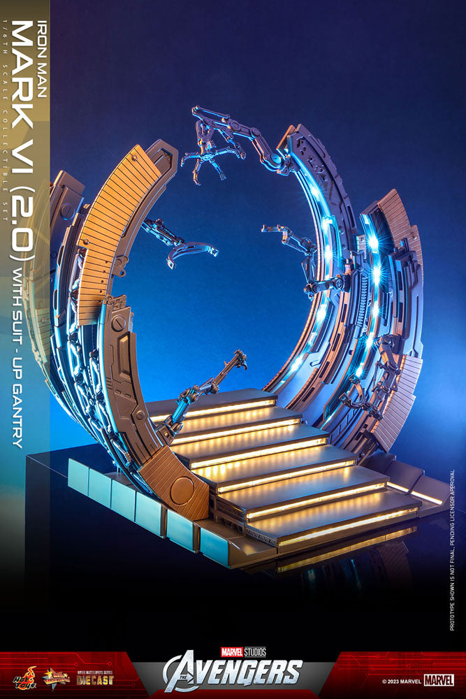 Iron Man Mark VI (2.0) with Suit-Up Gantry 1/6 Marvel Los Vengadores Figura Movie Masterpiece Diecast