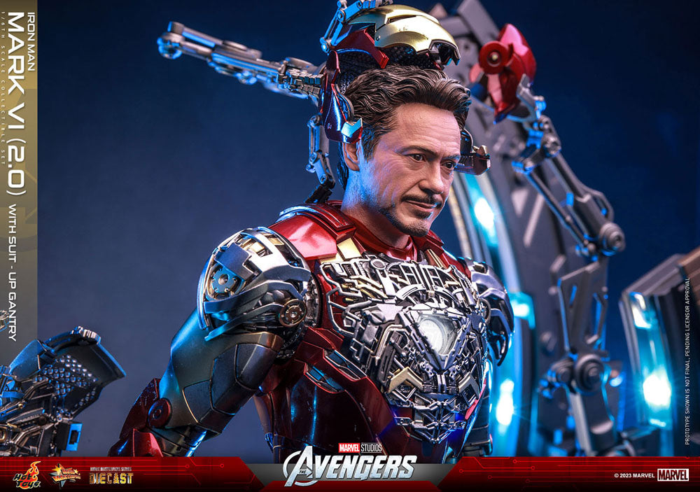 Iron Man Mark VI (2.0) with Suit-Up Gantry 1/6 Marvel Los Vengadores Figura Movie Masterpiece Diecast