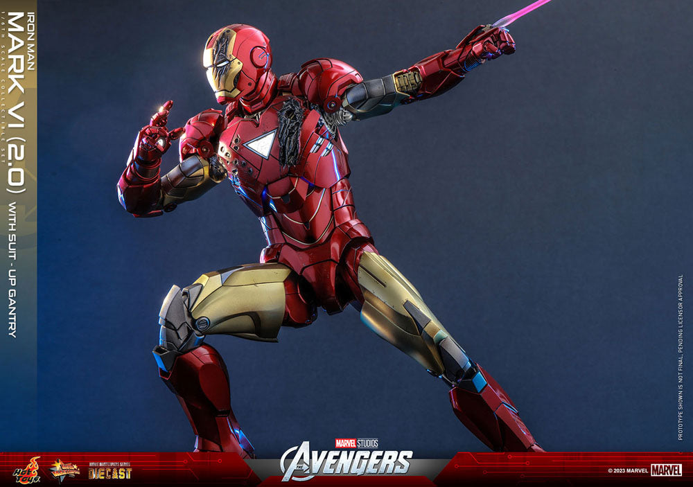 Iron Man Mark VI (2.0) with Suit-Up Gantry 1/6 Marvel Los Vengadores Figura Movie Masterpiece Diecast
