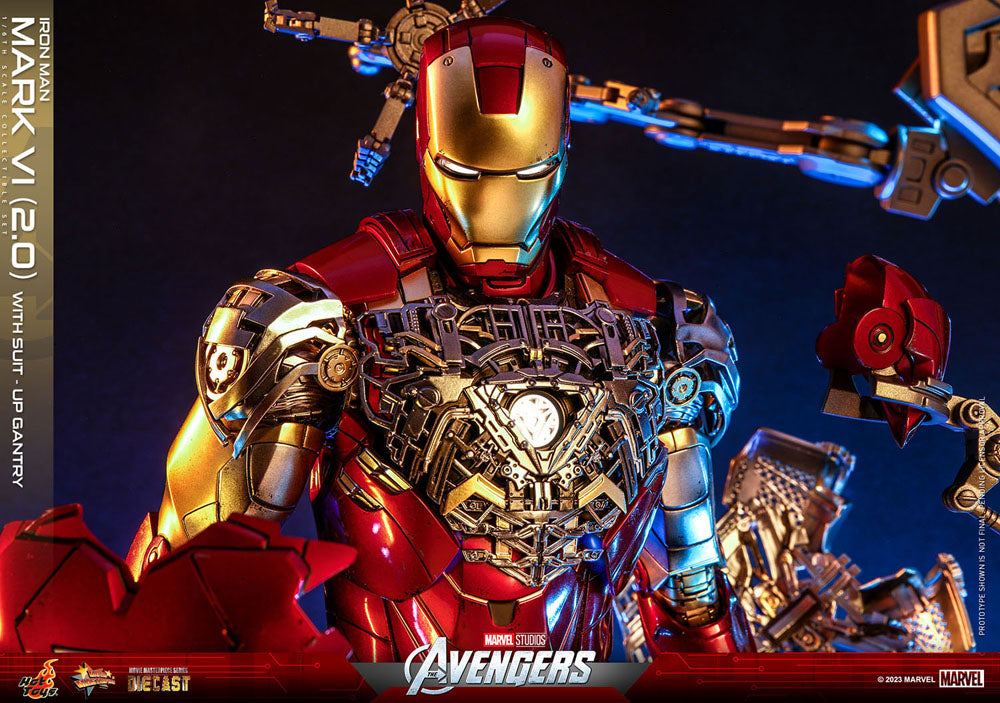 Iron Man Mark VI (2.0) with Suit-Up Gantry 1/6 Marvel Los Vengadores Figura Movie Masterpiece Diecast