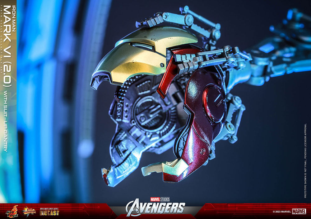 Iron Man Mark VI (2.0) with Suit-Up Gantry 1/6 Marvel Los Vengadores Figura Movie Masterpiece Diecast