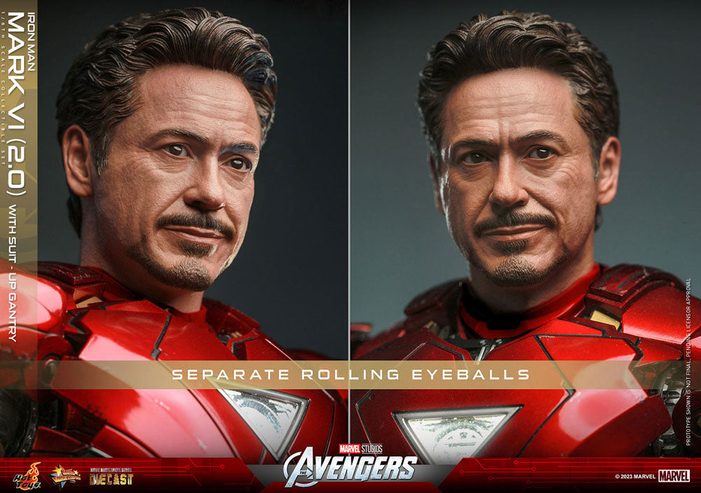 Iron Man Mark VI (2.0) with Suit-Up Gantry 1/6 Marvel Los Vengadores Figura Movie Masterpiece Diecast
