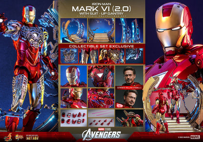 Iron Man Mark VI (2.0) with Suit-Up Gantry 1/6 Marvel Los Vengadores Figura Movie Masterpiece Diecast
