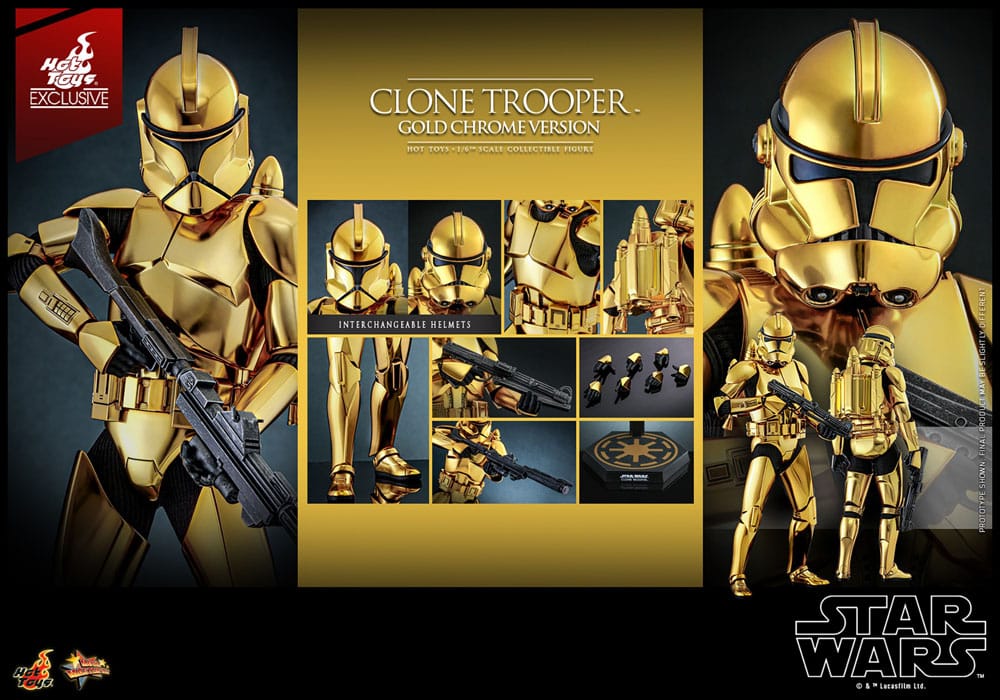 Clone Trooper (Gold Chrome Version) Exclusive 1/6 Star Wars Figura