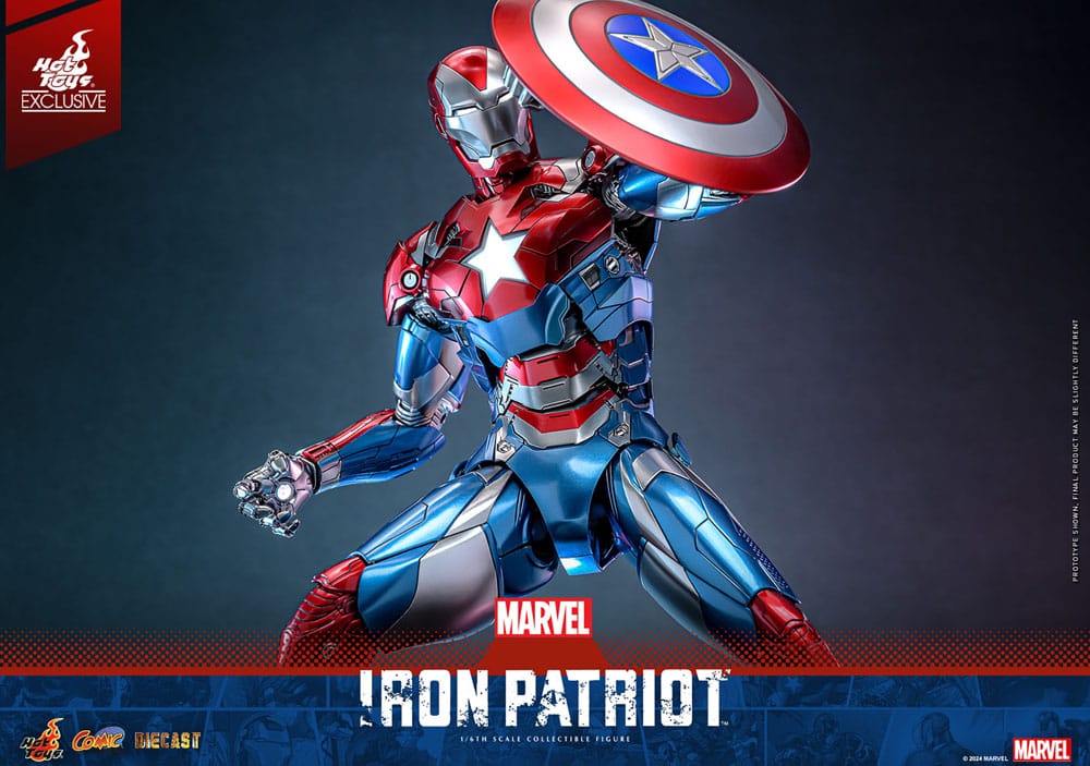Iron Patriot Hot Toys Exclusive 1/6 Marvel Figura Diecast Comic Masterpiece