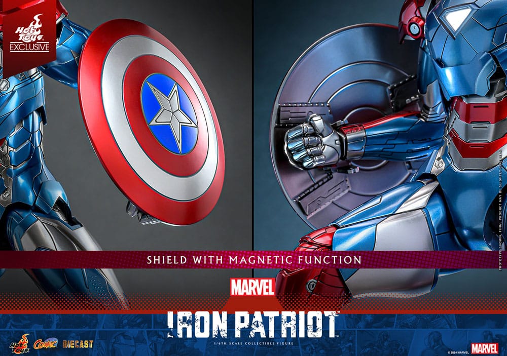 Iron Patriot Hot Toys Exclusive 1/6 Marvel Figura Diecast Comic Masterpiece