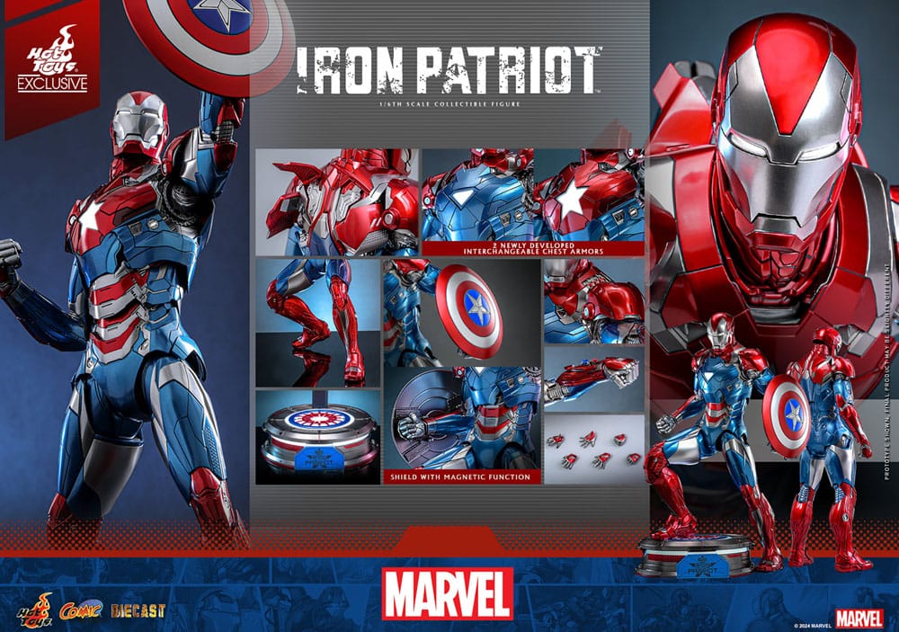 Iron Patriot Hot Toys Exclusive 1/6 Marvel Figura Diecast Comic Masterpiece