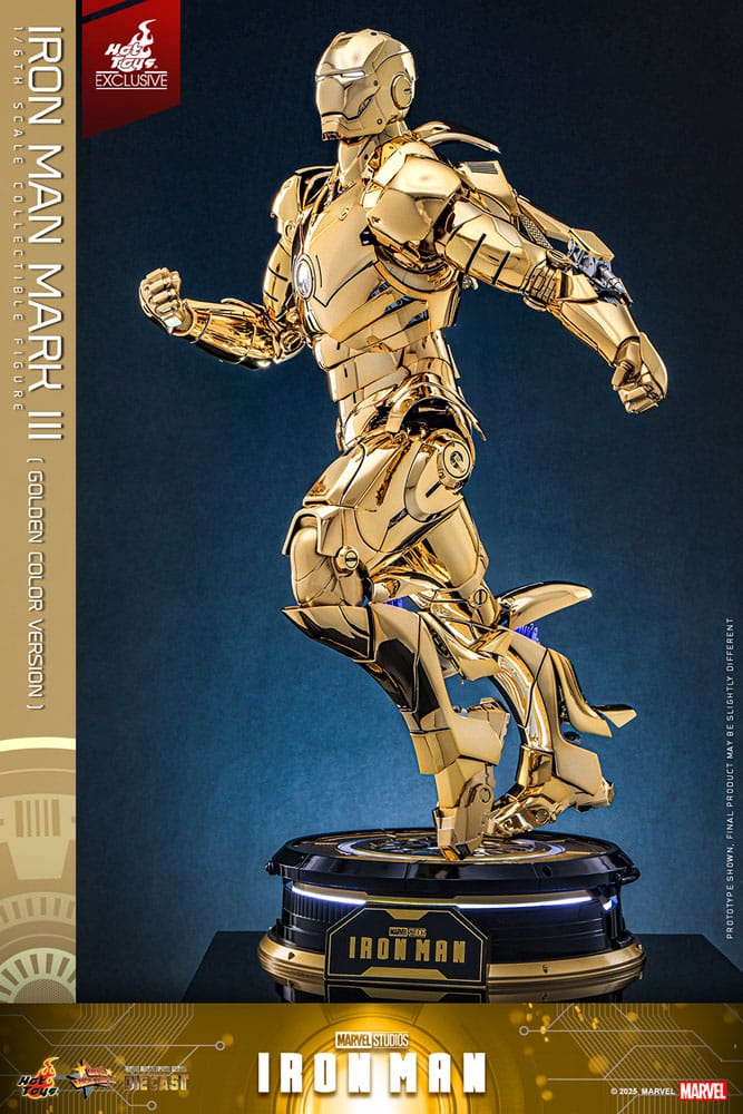 Iron Man Mark III (Gold Color Version) Hot Toys Exclusive 1/6 Iron Man Figura Movie Masterpiece Diecast