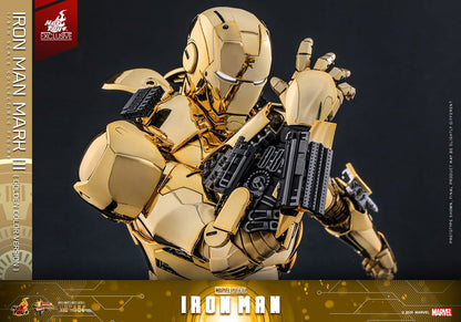 Iron Man Mark III (Gold Color Version) Hot Toys Exclusive 1/6 Iron Man Figura Movie Masterpiece Diecast