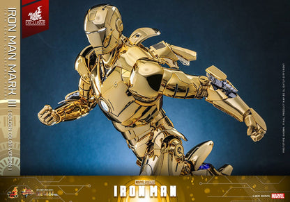 Iron Man Mark III (Gold Color Version) Hot Toys Exclusive 1/6 Iron Man Figura Movie Masterpiece Diecast