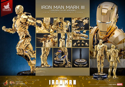 Iron Man Mark III (Gold Color Version) Hot Toys Exclusive 1/6 Iron Man Figura Movie Masterpiece Diecast